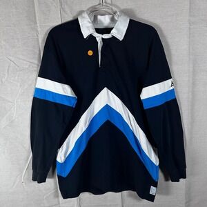 Scotch & Soda Amsterdams Blauw Mens Rugby Shirt Navy Blue‎ Chevron Stripe M